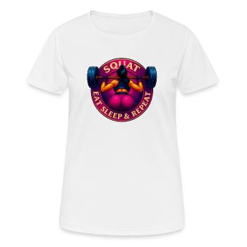 Squat, Eat, Sleep & Repeat ! - T-shirt respirant Femme - blanc - Devant - AI Model Female 172 dark (172cm)