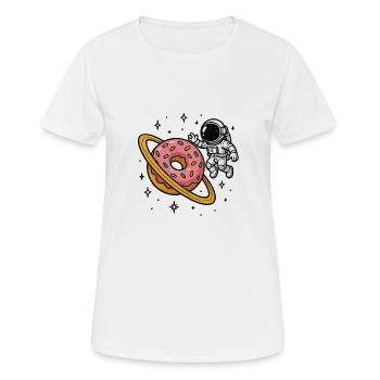 Astronaute de l’espace avec Donut Planet - T-shirt respirant Femme - blanc - Devant - AI Model Female 172 dark (172cm)