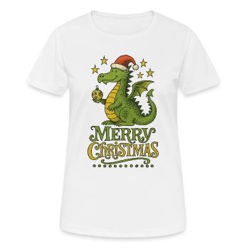 Dragon festif de Noël - T-shirt respirant Femme - blanc - Devant - AI Model Female 172 dark (172cm)