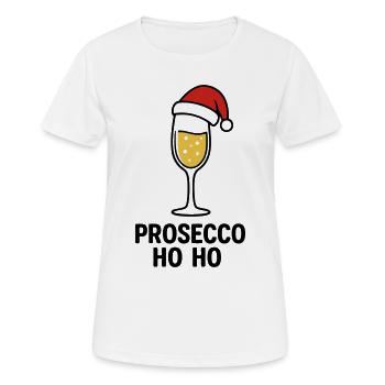 Prosecco Ho Ho – Pull de Noël au prosecco - T-shirt respirant Femme - blanc - Devant - AI Model Female 172 dark (172cm)