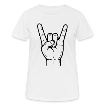 Signe de la main de roche – symbole des cornes en métal - T-shirt respirant Femme - blanc - Devant - AI Model Female 172 dark (172cm)