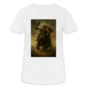 Barbarian Warrior on Brown Bear – Fant Illustration - Women's Breathable T-Shirt - white - Front - AI Model Female 172 dark (172cm)