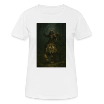 Samurai and Tiger Warrior – Epic Art - Women's Breathable T-Shirt - white - Front - AI Model Female 172 dark (172cm)