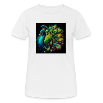 Pfau - Frauen T-Shirt atmungsaktiv - Weiß - Vorne - AI Model Female 172 dark (172cm)