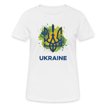 Ukrainisches Dreizack-Wappen - Frauen T-Shirt atmungsaktiv - Weiß - Vorne - AI Model Female 172 dark (172cm)