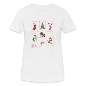 Aquarell Weihnachten: Ho Ho Ho Festlich - Frauen T-Shirt atmungsaktiv - Weiß - Vorne - AI Model Female 172 dark (172cm)
