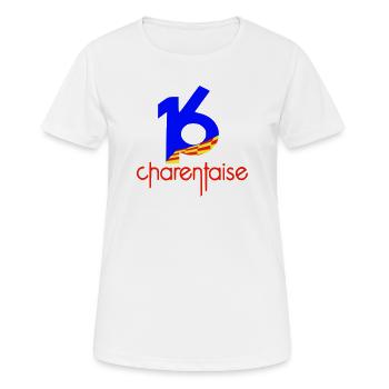Département 16 charentaise - T-shirt respirant Femme - blanc - Devant - AI Model Female 172 dark (172cm)