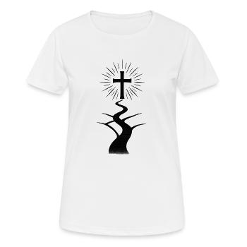 Kreuzpfad / Der schmale Pfad - Frauen T-Shirt atmungsaktiv - Weiß - Vorne - AI Model Female 172 dark (172cm)