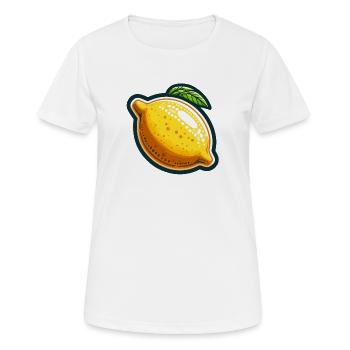 Zitronenglanzgelber Aufkleber - Frauen T-Shirt atmungsaktiv - Weiß - Vorne - AI Model Female 172 dark (172cm)