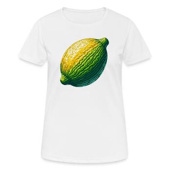 Citron abstrait en vert-jaune texturé - T-shirt respirant Femme - blanc - Devant - AI Model Female 172 dark (172cm)