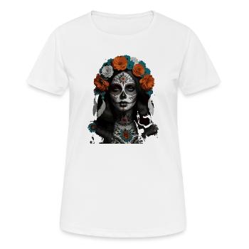 Couronne de fleur de crâne en sucre - T-shirt respirant Femme - blanc - Devant - AI Model Female 172 dark (172cm)