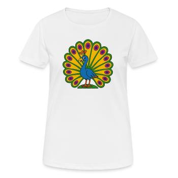 Lebendiger Pfauenfächer - Frauen T-Shirt atmungsaktiv - Weiß - Vorne - AI Model Female 172 dark (172cm)
