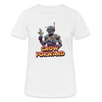 Grandir vers l’avant – Robot de science-fiction rétro - T-shirt respirant Femme - blanc - Devant - AI Model Female 172 dark (172cm)