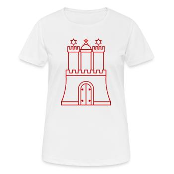 Hamburg Wappen: Hanse, Tradition & Tor - Frauen T-Shirt atmungsaktiv - Weiß - Vorne - AI Model Female 172 dark (172cm)