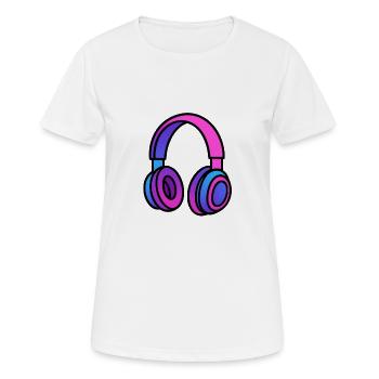 Neon Gradient Kopfhörer Illustration - Frauen T-Shirt atmungsaktiv - Weiß - Vorne - AI Model Female 172 dark (172cm)