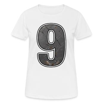 Rostiges Neun im Metall-Look - Frauen T-Shirt atmungsaktiv - Weiß - Vorne - AI Model Female 172 dark (172cm)