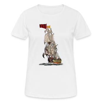Historic sailing ship with flag - Women's Breathable T-Shirt - white - Front - AI Model Female 172 dark (172cm)