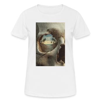 Tropical Island in Skull - Women's Breathable T-Shirt - white - Front - AI Model Female 172 dark (172cm)