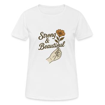 Strong & Beautiful - Empowerment Floral Motif - Women's Breathable T-Shirt - white - Front - AI Model Female 172 dark (172cm)