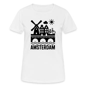 Amsterdam Windmühle Fahrrad Kanal - Frauen T-Shirt atmungsaktiv - Weiß - Vorne - AI Model Female 172 dark (172cm)