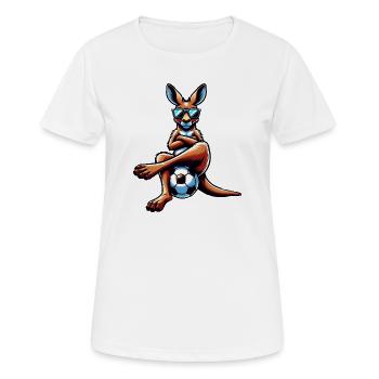 Cooles Känguru Mit Sonnenbrille Und Fußball - Frauen T-Shirt atmungsaktiv - Weiß - Vorne - AI Model Female 172 dark (172cm)
