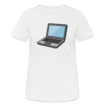 Illustration d’ordinateur portable bleu - T-shirt respirant Femme - blanc - Devant - AI Model Female 172 dark (172cm)