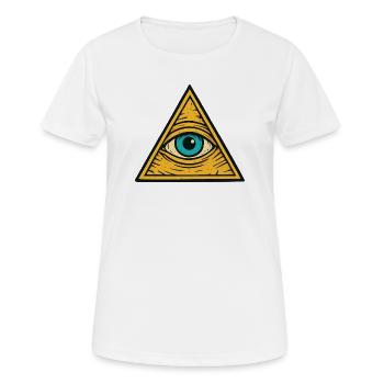 Auge im Dreieck Illustration - Frauen T-Shirt atmungsaktiv - Weiß - Vorne - AI Model Female 172 dark (172cm)