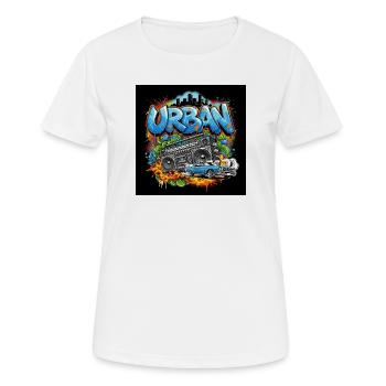 Graffiti urbain avec boombox et voiture - T-shirt respirant Femme - blanc - Devant - AI Model Female 172 dark (172cm)