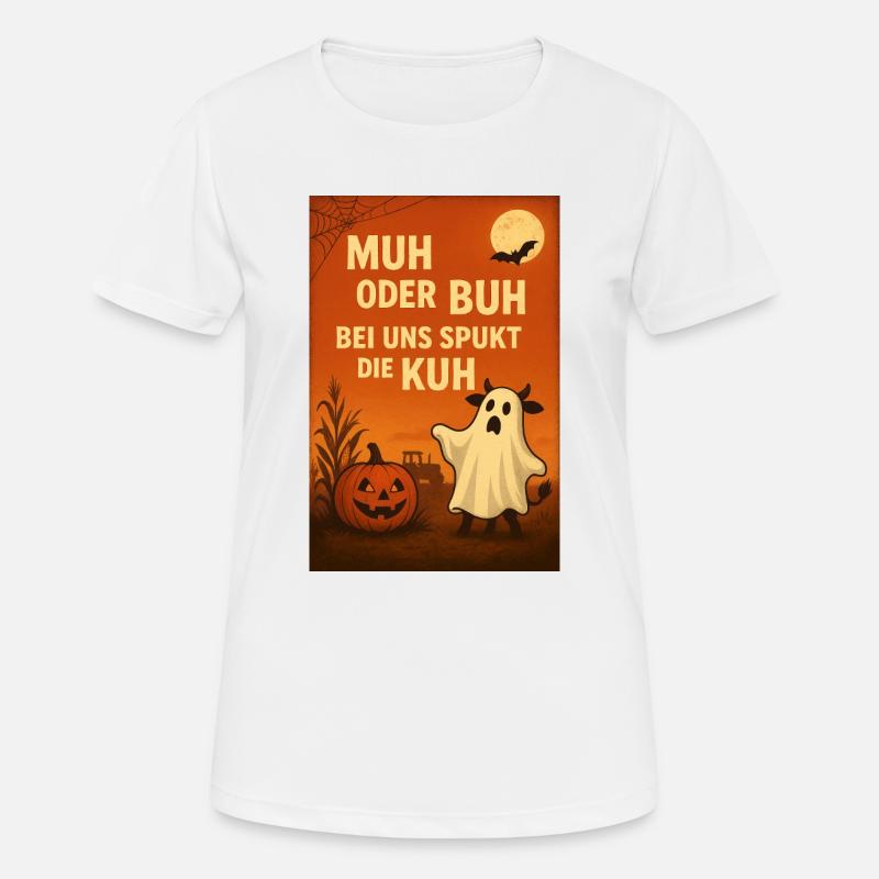 Spukkuh Halloween: MuH oder Buh - Frauen T-Shirt atmungsaktiv - Weiß