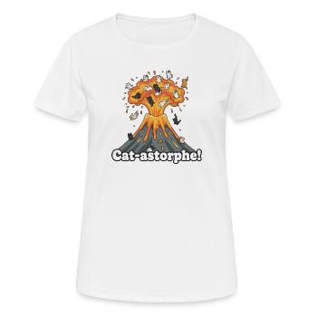 Cat-astrophe volcano - Women's Breathable T-Shirt - white - Front - AI Model Female 172 dark (172cm)