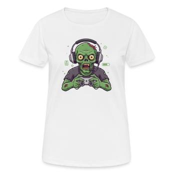 Respawn and Rise Zombie Gamer - Frauen T-Shirt atmungsaktiv - Weiß - Vorne - AI Model Female 172 dark (172cm)