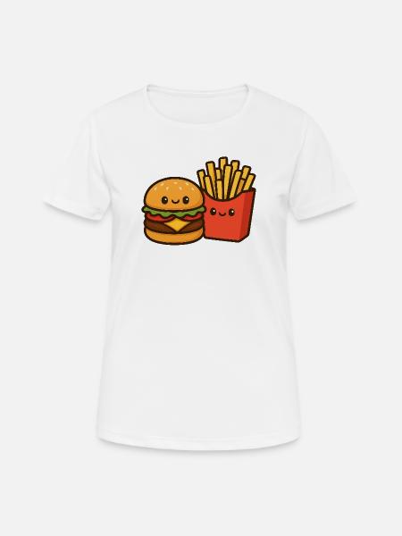 Kawaii Burger & Fries Duo - Women's Breathable T-Shirt - white