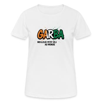 GARBA – Bestes Frühstück der Welt - Frauen T-Shirt atmungsaktiv - Weiß - Vorne - AI Model Female 172 dark (172cm)