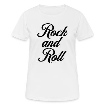 Rock and Roll cursive typography logo design - Women's Breathable T-Shirt - white - Front - AI Model Female 172 dark (172cm)