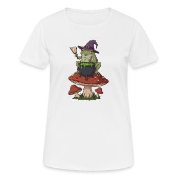 Froschhexe Kessel über Pilzring - Frauen T-Shirt atmungsaktiv - Weiß - Vorne - AI Model Female 172 dark (172cm)