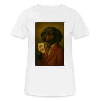 Dachshund in star suit with joker card - Women's Breathable T-Shirt - white - Front - AI Model Female 172 dark (172cm)