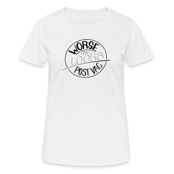 Pire qu’il n’y paraît, Post Vac - T-shirt respirant Femme - blanc - Devant - AI Model Female 172 dark (172cm)