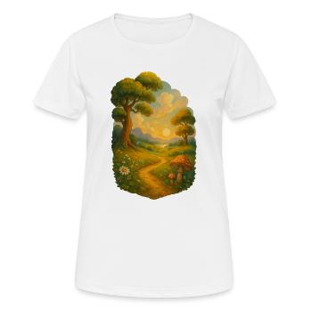 Märchenpfad im Sonnenlicht - Frauen T-Shirt atmungsaktiv - Weiß - Vorne - AI Model Female 172 dark (172cm)