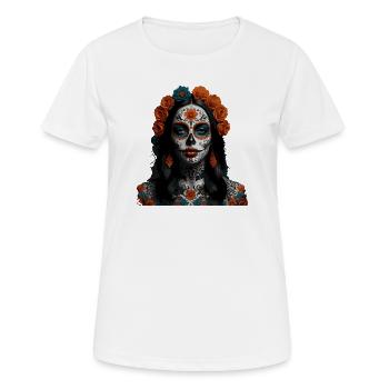 Crâne en sucre Floral Queen - T-shirt respirant Femme - blanc - Devant - AI Model Female 172 dark (172cm)