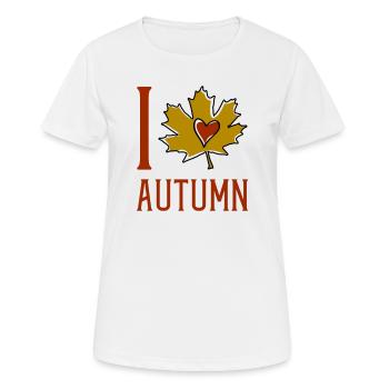 Herbstblatt Herzmotiv - Frauen T-Shirt atmungsaktiv - Weiß - Vorne - AI Model Female 172 dark (172cm)
