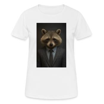 Raton laveur en costume – style business - T-shirt respirant Femme - blanc - Devant - AI Model Female 172 dark (172cm)