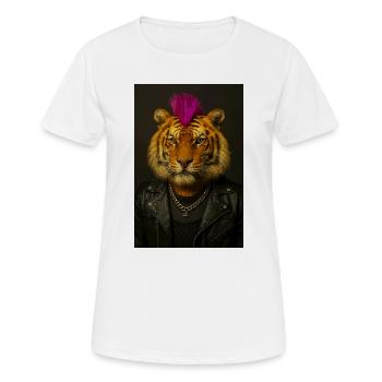 Tiger Punk Mohawk in Leather - Women's Breathable T-Shirt - white - Front - AI Model Female 172 dark (172cm)