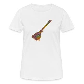 Regenbogen Glitzerbesen Zauberwerk - Frauen T-Shirt atmungsaktiv - Weiß - Vorne - AI Model Female 172 dark (172cm)