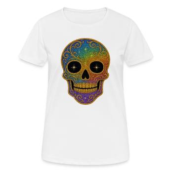 Crâne en sucre scintillant arc-en-ciel - T-shirt respirant Femme - blanc - Devant - AI Model Female 172 dark (172cm)