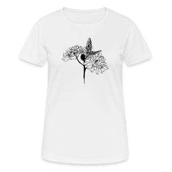 Papillon sur fleurs - T-shirt respirant Femme - blanc - Devant - AI Model Female 172 dark (172cm)