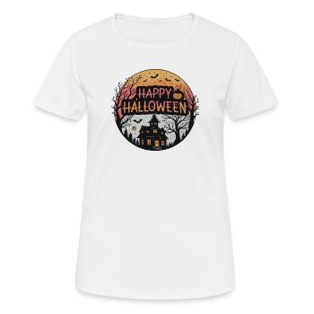 Halloween Spuk Kreisförmig Gelb Orange - Frauen T-Shirt atmungsaktiv - Weiß - Vorne - AI Model Female 172 dark (172cm)