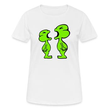 2 Frösche schreien sich wütend an lustig streiten - Frauen T-Shirt atmungsaktiv - Weiß - Vorne - AI Model Female 172 dark (172cm)