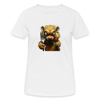 Horror-Hamster mit Gabel - Frauen T-Shirt atmungsaktiv - Weiß - Vorne - AI Model Female 172 dark (172cm)