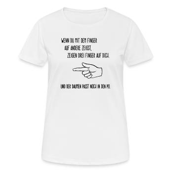 Le doigt sur les autres - T-shirt respirant Femme - blanc - Devant - AI Model Female 172 dark (172cm)
