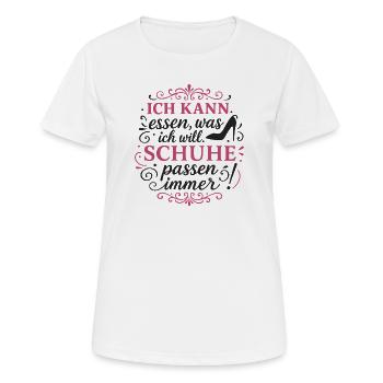 Les chaussures s’adaptent toujours – le style avec humour - T-shirt respirant Femme - blanc - Devant - AI Model Female 172 dark (172cm)